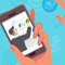 A illustrated hand holding a phone